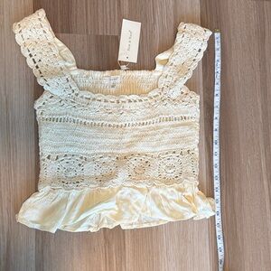 Stylish Lady Cream Crochet Blouse